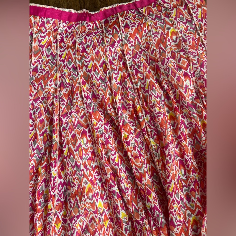 Y2K FOCUS LIFESTYLE Ikat Print Gathered Midi Skirt Indie Sleeze Boho Artsy Sz 10 - Picture 13 of 14